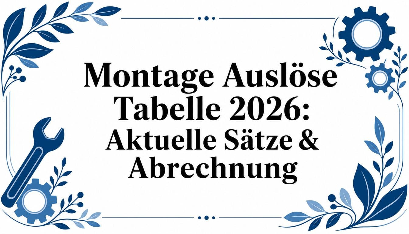 Montage Auslöse Tabelle 2026: Aktuelle Sätze & Abrechnung